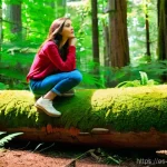 생물다양성 보전 전문가 자격 취득 - **Prompt:** A young woman, approximately 19 years old, stands thoughtfully in a sun-dappled, lush fo...