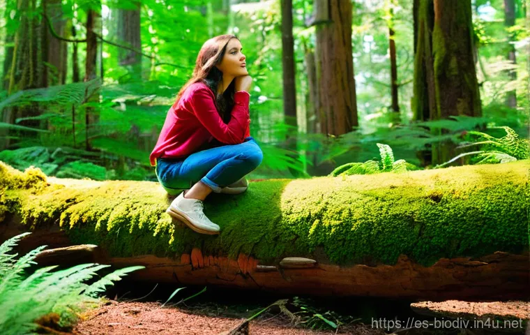 생물다양성 보전 전문가 자격 취득 - **Prompt:** A young woman, approximately 19 years old, stands thoughtfully in a sun-dappled, lush fo...
