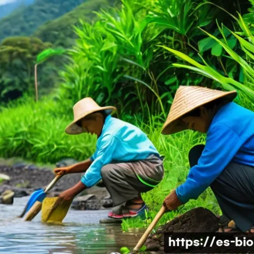 생물다양성 보전 실무자 인터뷰 - A vibrant scene of a diverse group of local community members in rural Latin America actively partic...
